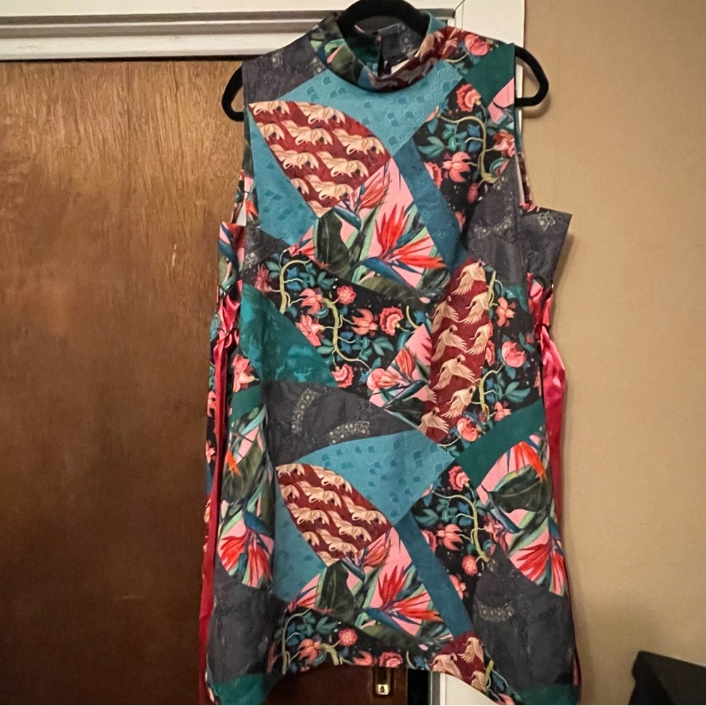 NWT Asian-inspired Patchwork Print dress